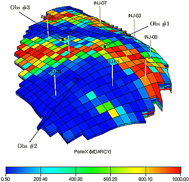 PUNQ-S3 map of horizontal permeability
